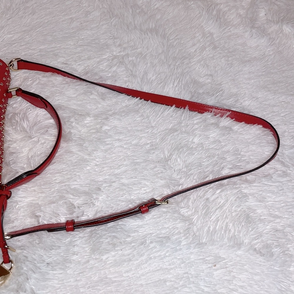 Michael Kors MK Bristol Studded Leather Satchel Crossbody Purse Shoulder Bag Red - Picture 9 of 17